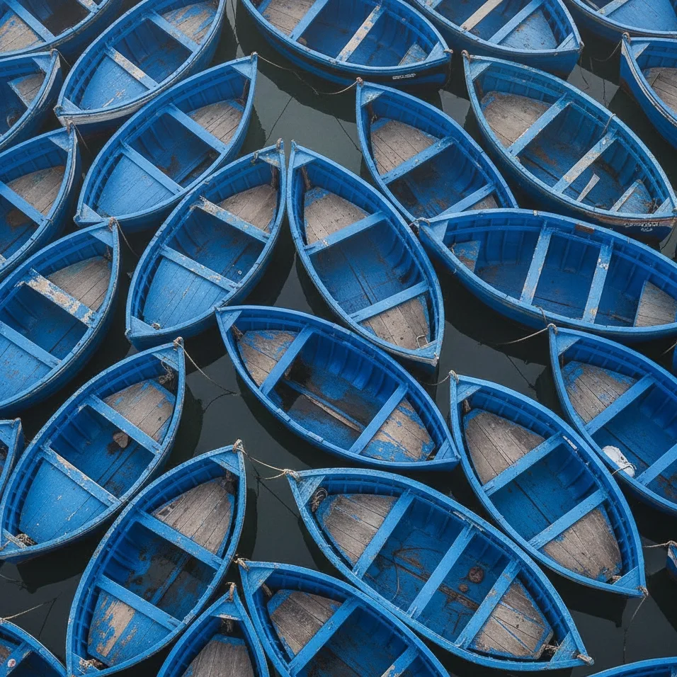 Bateaux bleus serrés