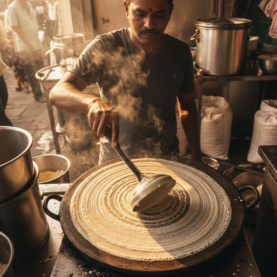 Préparation du dosa