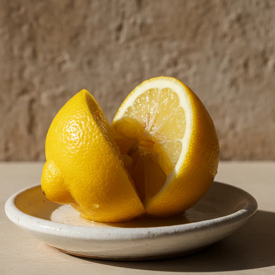 Citron confit jaune très brillant entaillé