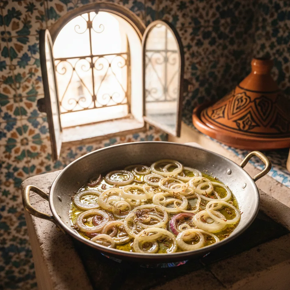 Oignons émincés et fondants dans une poêle