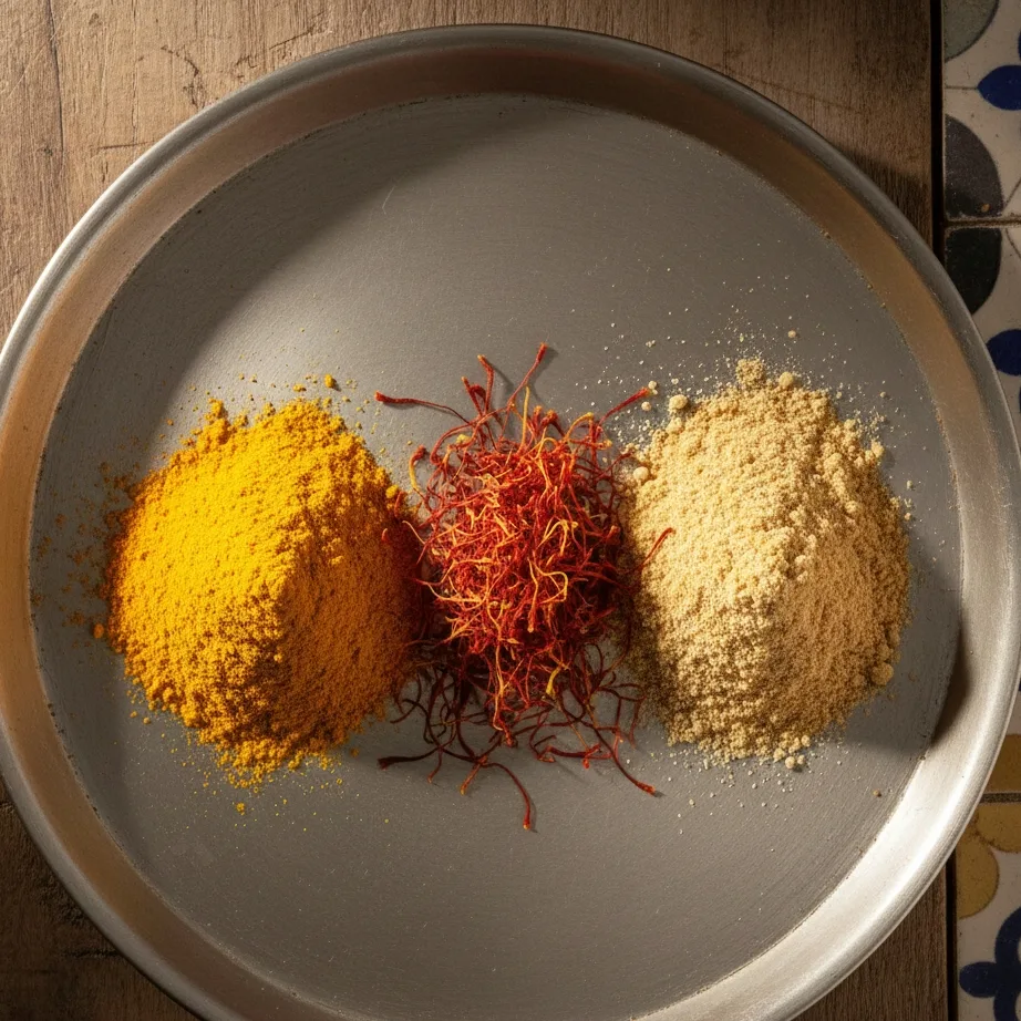 Épices marocaines : gingembre, curcuma et safran