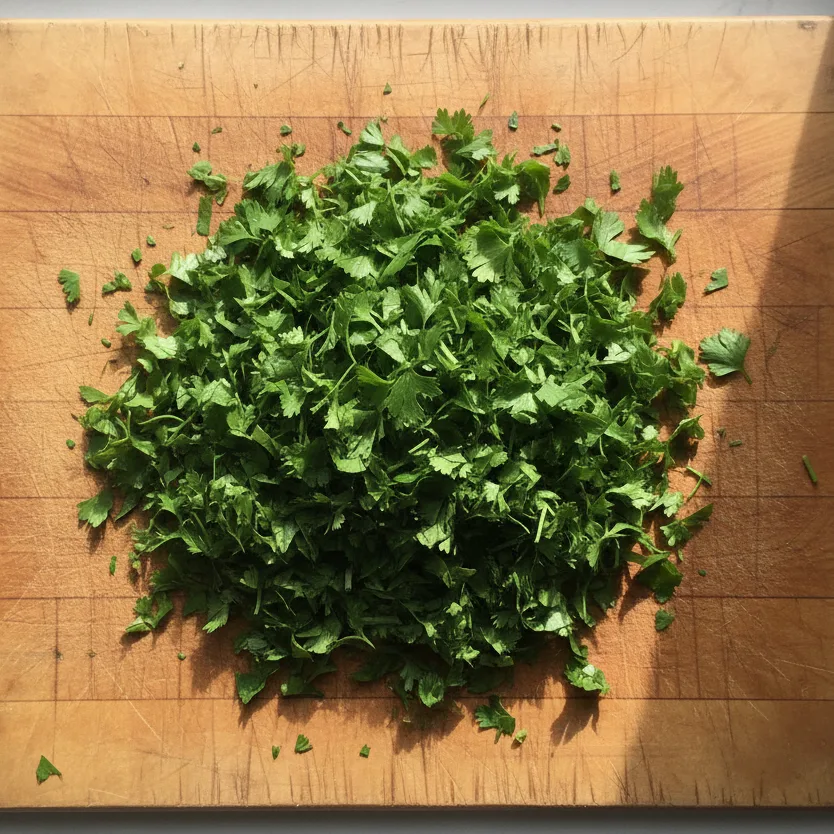 Persil et coriandre fraîchement hachés