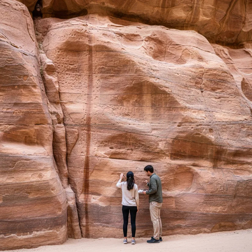 Parois du Siq Petra géologie grès rose