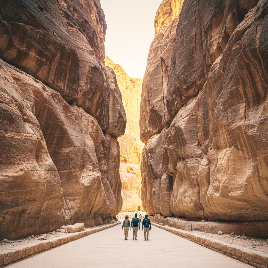 Entrée du Siq Petra falaises de grès