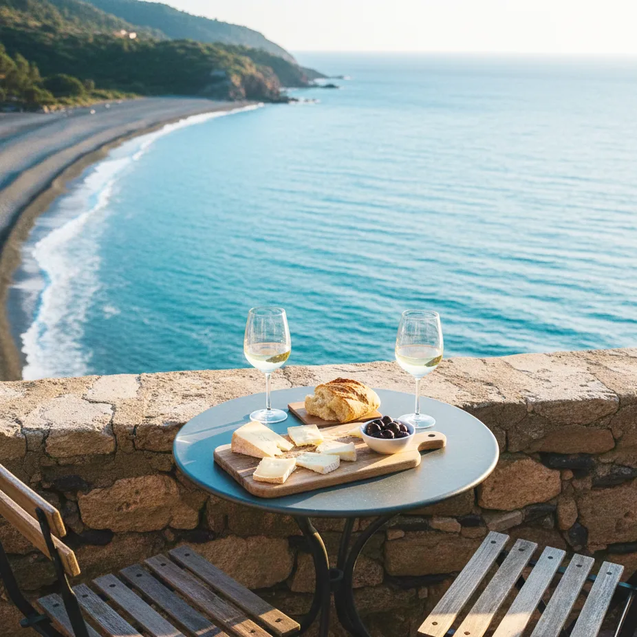 Terrasse vue mer Nonza Corse