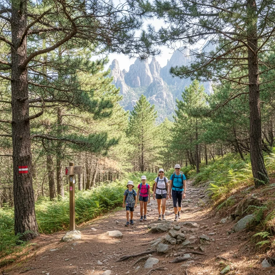 Sentier forêt de pins autour de Zonza et Bavella