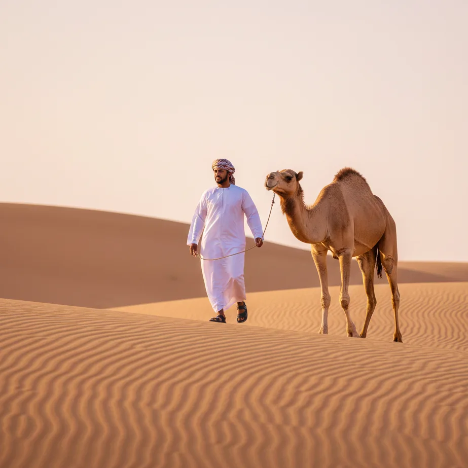 dromadaire Wahiba Sands Oman marche dunes