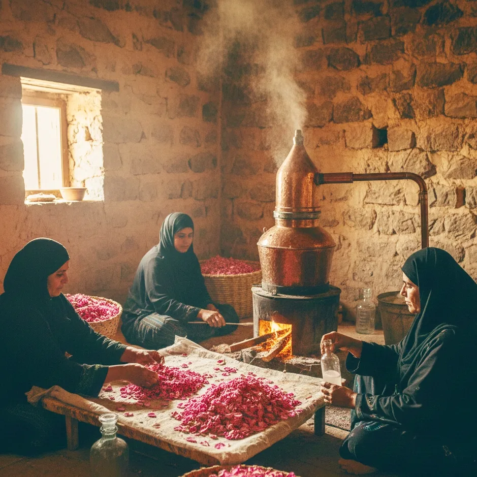 roses distillation eau de rose Oman Jebel Akhdar