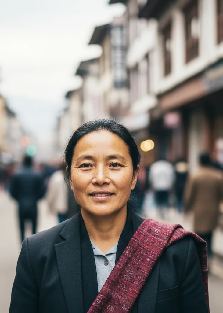 Habitant de Thimphou en gros plan, ambiance urbaine
