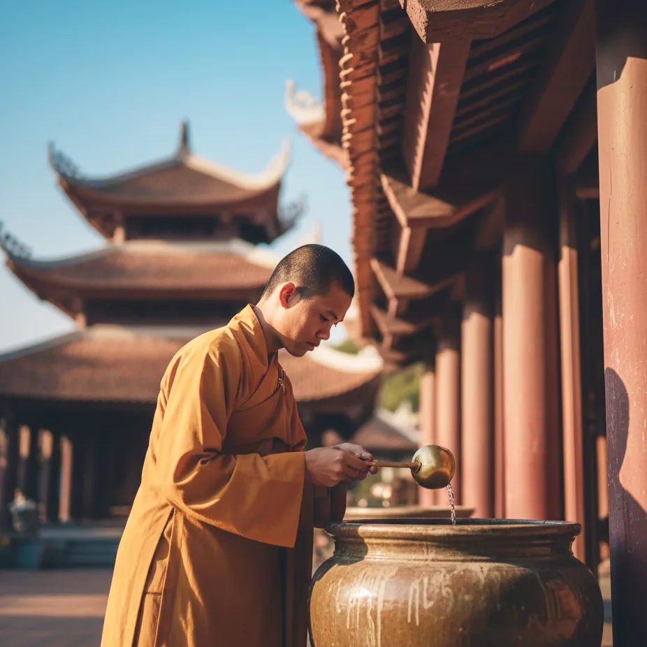 Filtration de l'eau dans une pagode de Hué